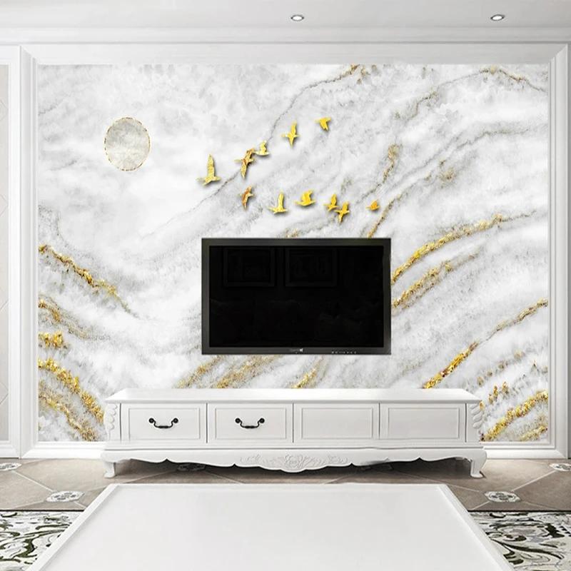 Marble Photo Wallpaper Gold Leaf Scenery Mural Wall Paper Living Room TV Bedroom Luxury Home Decor