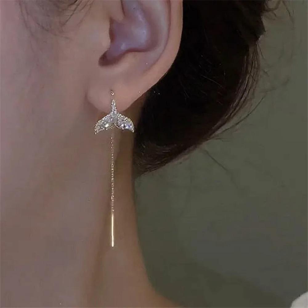 2025 New Trend Simulation Pearl Long Earrings Women's Flower Rhinestone Wedding Pendant Earrings Fashion Korean Jewelry Earrings