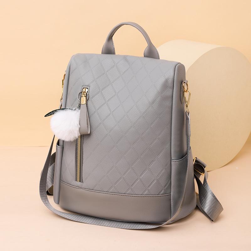 New Pu Women's Bag Backpack New Fashion Soft Leather College Style Backpack Simple Backpack