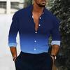 Men Collared Shirt Black White Gradient Solid Tone Long Sleeve Button Down Top