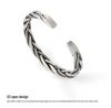 Retro Braided Open Bangle: S925 Silver Plated Unisex Bracelet - Trendy Heavy Industry Design