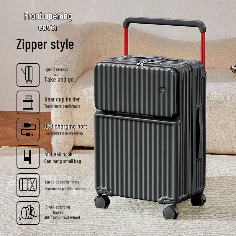 Zhili 2025 Wide-Handle Front-Opening Hardside Spinner Luggage 20 inch
