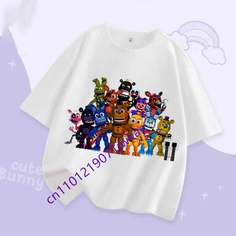 FNAF Prodyšná trička Děti Pět nocí u Freddyho Roztomilý krátký top Kluci Dívky Letní módní tričko Dětské oblečení