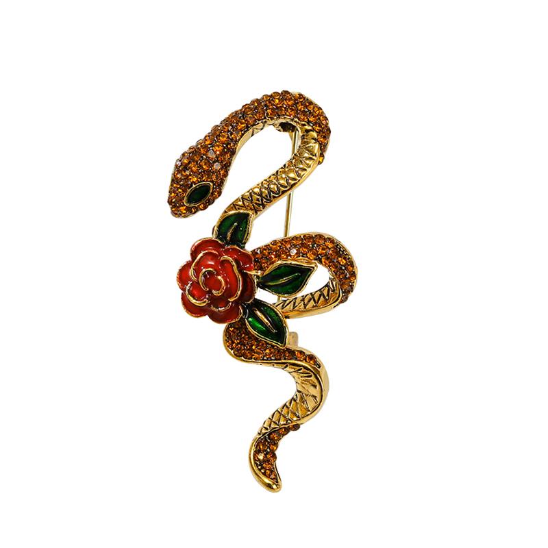 

Wuli&baby Броши в виде змеи с розовым цветком из стразов для женщин и мужчин, 3 цвета, милые животные, броши для вечеринки, подарки