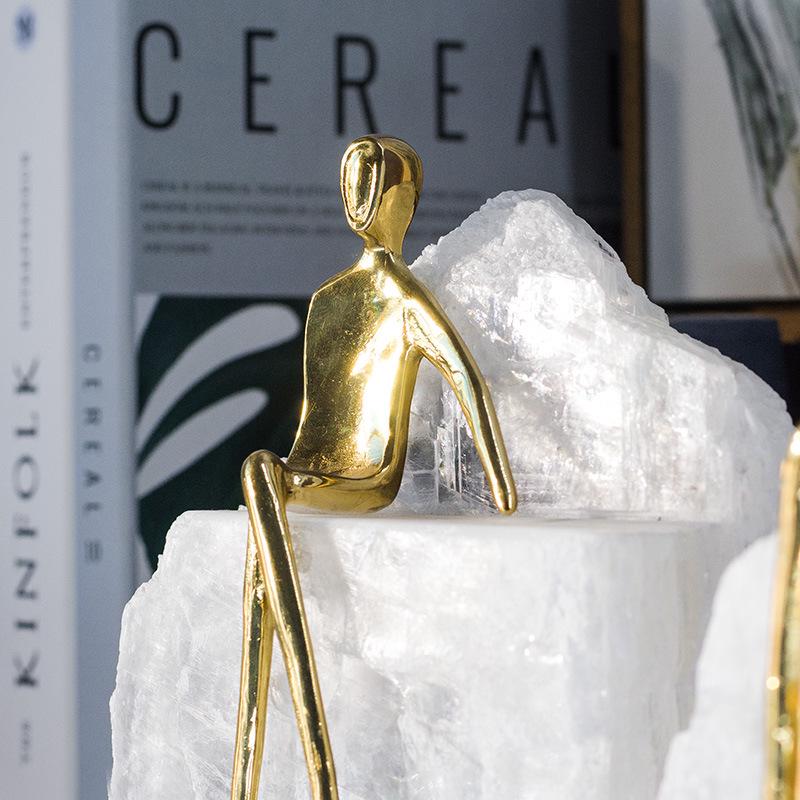Minimalist Copper Abstract Figure Transparent Plaster Desktop Ornament for Living Room Decor