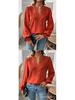 Autumn/Winter V-Neck Lace Long Sleeve Casual Solid Color Women's Top