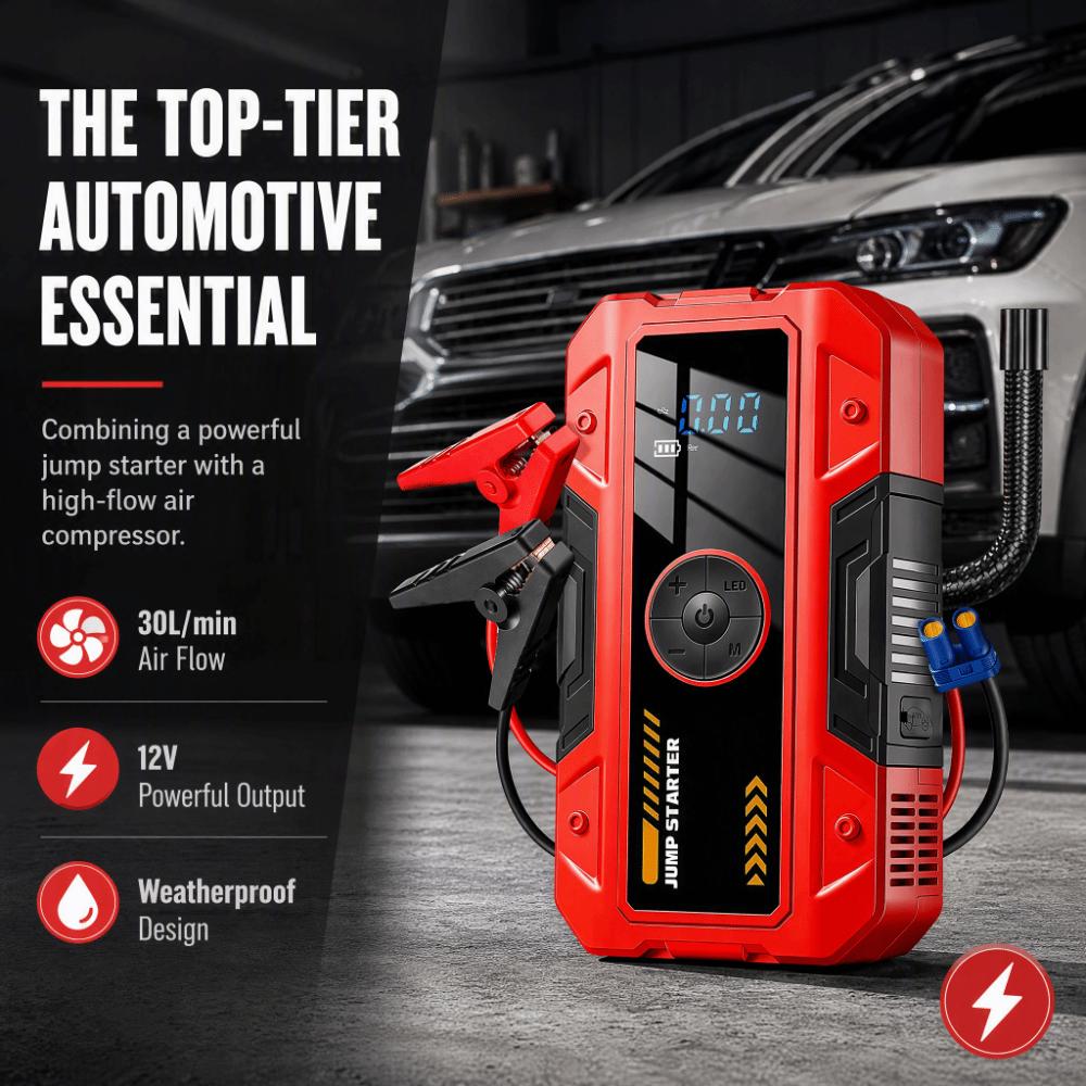 Digital Display Jump Starter Weatherproof Car Jump Box Peak Portable Power Bank Vehicle