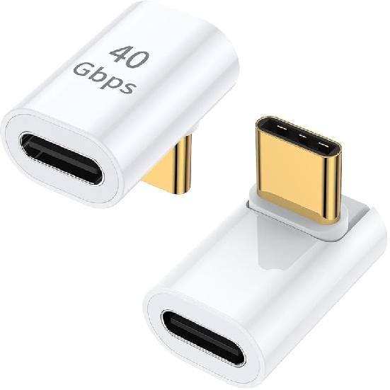 AuviPal USB C 90 Degree Adapter (2 Pack), Up and Down Right Angle L Shape USB Type C Male to Female Connector for Steam Deck, ROG Ally, MacBook,