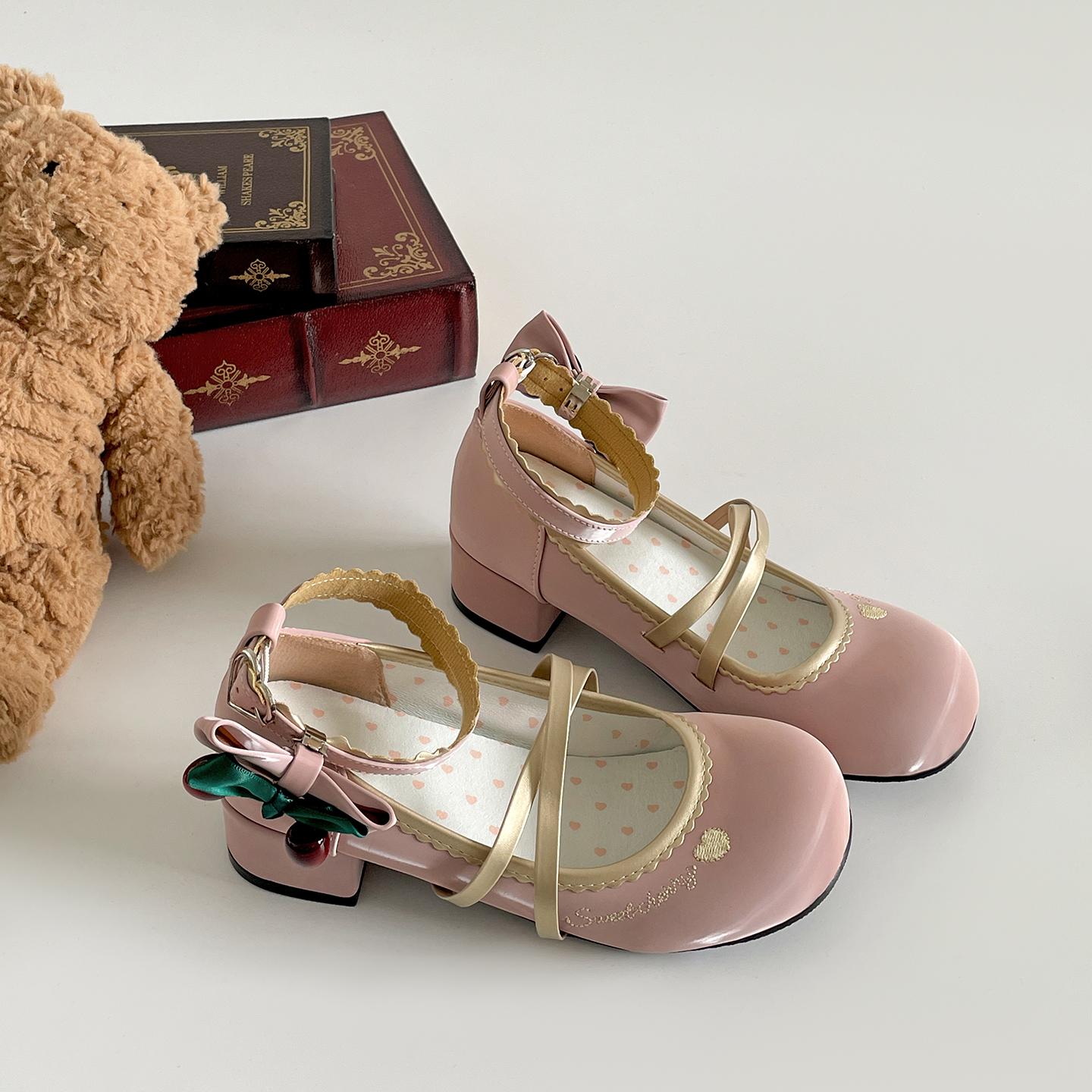 

Осенние Винтажные Женские Туфли Лолита Элегантные Кожаные Туфли с Бантом-бабочкой Толстый Каблук Женские Лаконичные Туфли Мэри Джейн 35 розовый