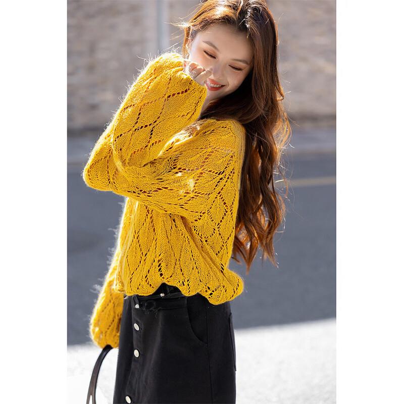

MKN Women s Dopamine Series Crochet Knit Long Sleeve Cover-Up Sweater One Size