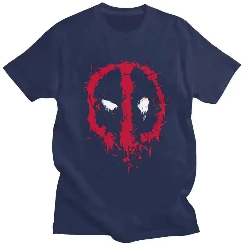 Kawaii Deadpool Splatter Men's Short Sleeve Casual T-Shirt Pure Cotton Casual T-Shirt Merch Hale Autumn and Winter Innerwear