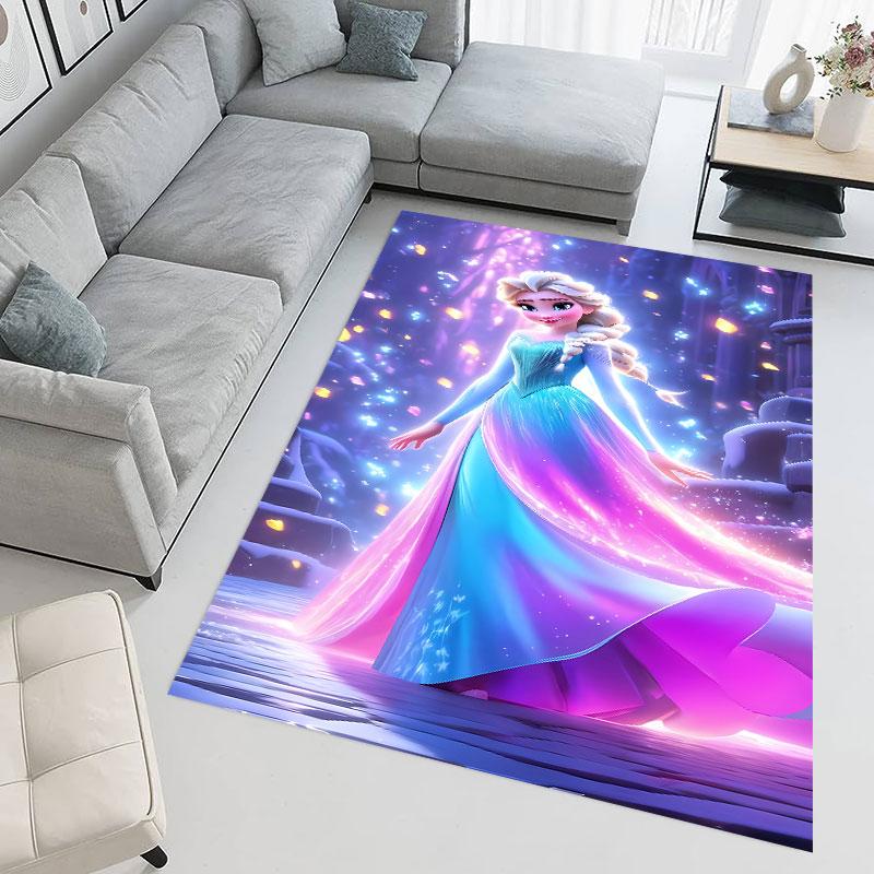 Frozen-themed floor protection rug, Elsa princess cartoon rug, suitable for room décor and as a gift.