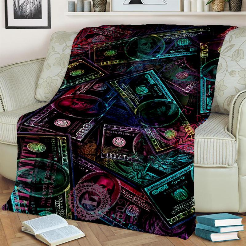 Coperta Ricca con Motivo di Dollari Euro in 3D, Coperta Morbida da Lancio per Casa Camera da Letto Letto Divano Picnic Viaggio Ufficio Coperta Copertura Bambini
