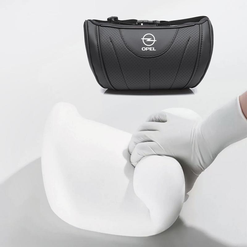 Opel Car Neck Pillow Leather Breathable Soft Headrest Accessories For Corsa Vivaro Junior D Astra Adam OPC Vectra H G C Zafira A