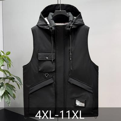 Plus Size 4XL-11XL Winter Sleeveless Jacket for Men Coats Hooded Casual Thick Warm Oversize Vest for Men Outerwears