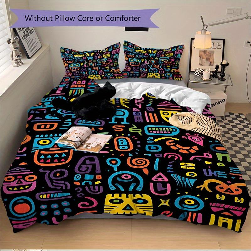 3pcs Abstract Patterns Soft Comfortable Bedding set, For Bedroom, Guest Room And Dorm, All - Season Use, High-Definition Printing152
