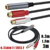 6.35mm to 2RCA Adapters Cord, 1/4Inch TRS Stereoed Female to 2RCA Female Y Splitters Line Extension Cable 30/180/300cm