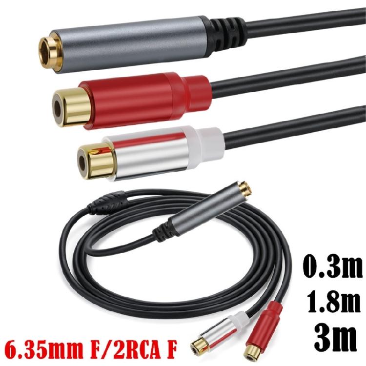 6.35mm to 2RCA Adapters Cord, 1/4Inch TRS Stereoed Female to 2RCA Female Y Splitters Line Extension Cable 30/180/300cm