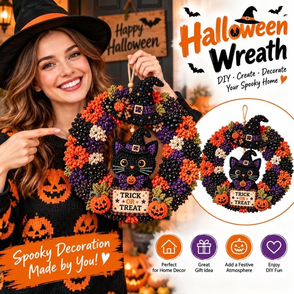 1 Set 3D Layered Texture Halloween Wreath Lightweight Handmade Stuffed Wreath  Front Door Entryway