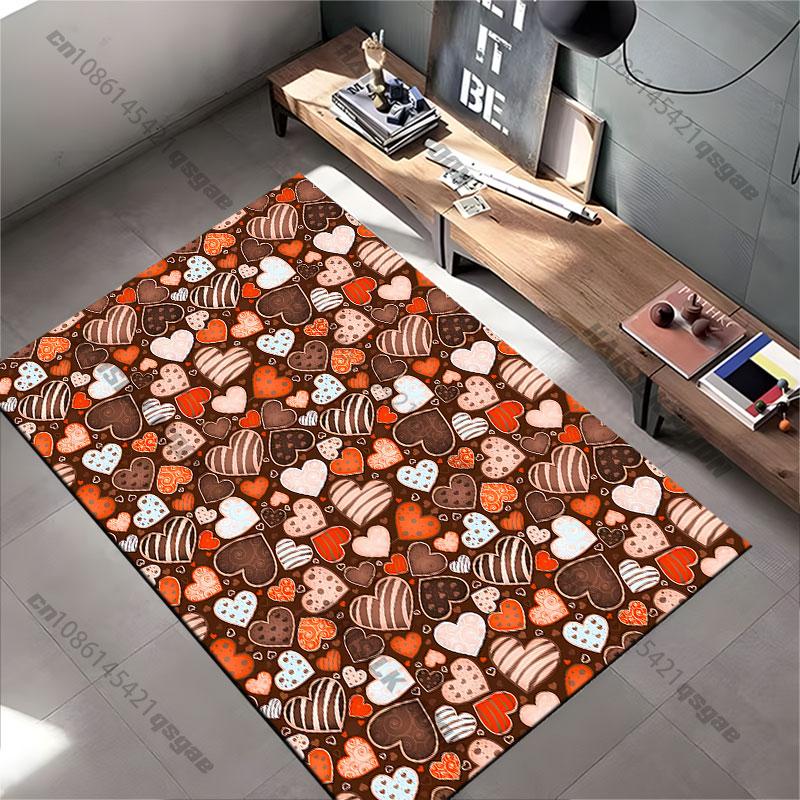 Colorful Hearts Chocolate Pattern Carpet Yoga Living Room Room Decor Children's Crawling Mat Doormat Area Rug Games Mat