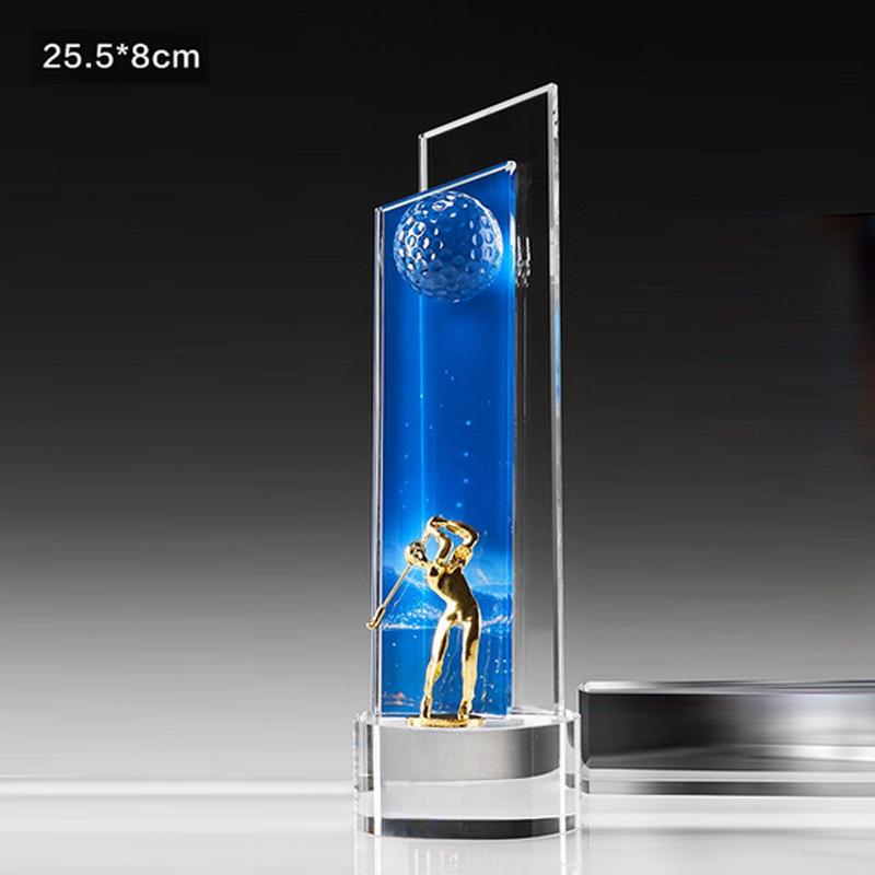 Customized High-End Golf Crystal Trophy, Souvenir, Home Decoration, Creative Wood, Resin Commemorative Rod, One Hole Awards, 1Pc