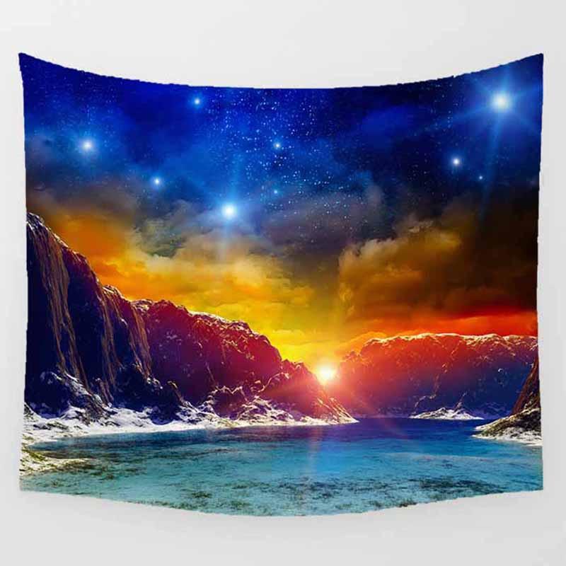 Decor acasă Tapiserie Sufragerie Dormitor Frumos Apus de Soare Soare Luna Mandala Tapiserie de perete suspendată