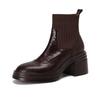 Fashion 2026 Winter Knitted Stretch Boots Women Luxury Genuine Leather Splicing Design Ankle Boots Comfortable Warm Sock Botas for Women