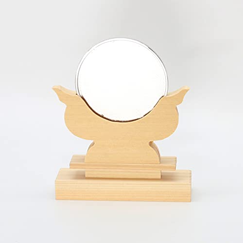 Shinto Shrine Village Shinto Mirror, Kiso Hinoki Wood, 3 Inches
