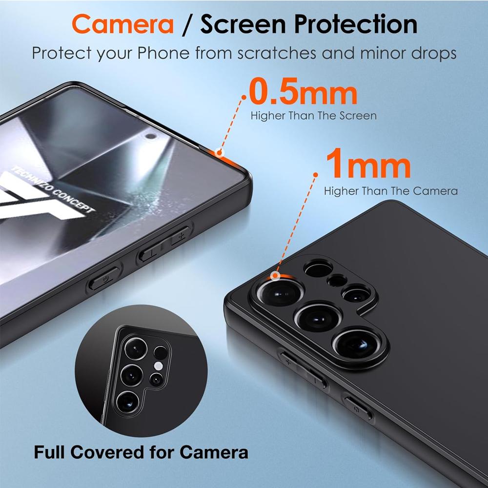Matte Black Case for Samsung Galaxy S26 Ultra S25 S25FE with Camera Protection Shockproof Ultra Thin Soft Silicone Case