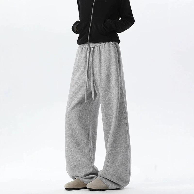 Cotton Drawstring Wide Leg Sweatpants, Loose Straight Leg Casual Sports Five Points Trousers For Summer Streetwear