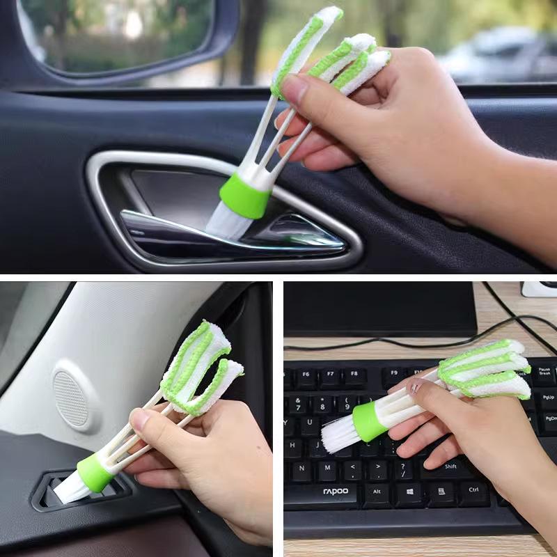 Double Ended Mini Dust Blind Cleaner, Car Vent Window Blind Detail Brush, Keyboard Cleaner, Hand Held Magic Brush Blind Duster