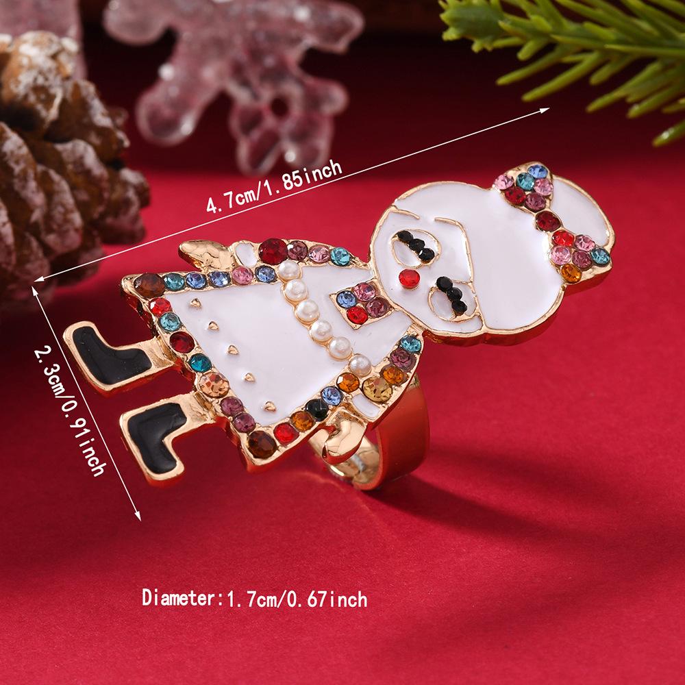 Santa Claus Rhinestone Enamel Ring - Classic Christmas Jewelry