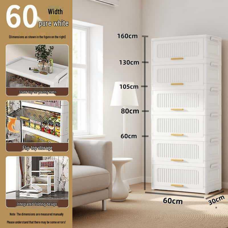 Foldable Five-Drawer Multi-Layer Storage Cabinet for Home, Bedroom, or Kitchen