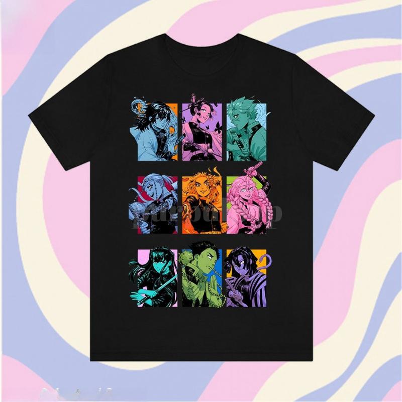 American Retro Men's Casual Ghost Annihilation Blade Printed T-shirt Summer New Retro Fashion Men's and Women's Streetwear