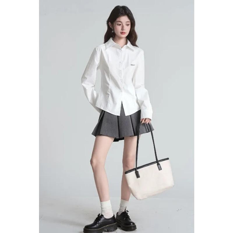Womens Casual Solid Color Long Sleeve Button Down Shirt S