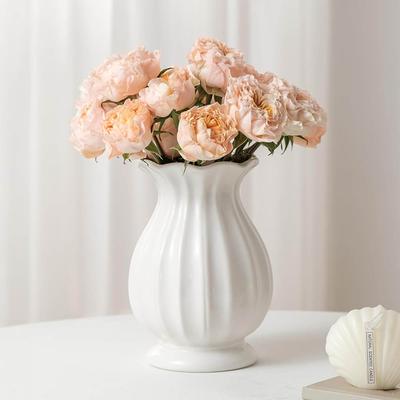 White Ceramic Vase,Flower Vases for Bouquet, Unique Vases for Farmhouse Living Room Cabinet Table Centerpieces Wedding Decor