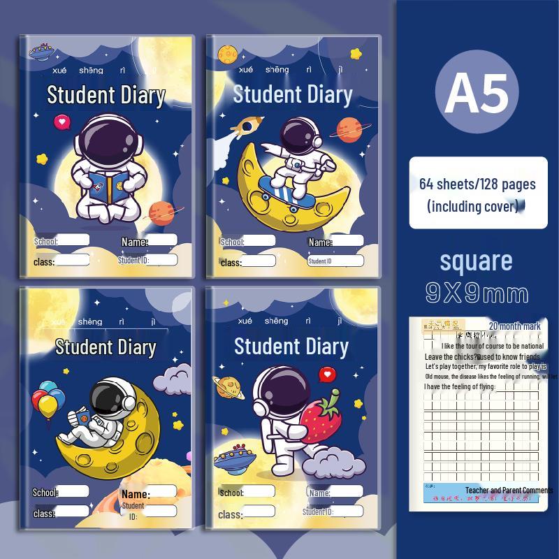 Cartoon Plastic Cover Diary for Elementary Students - A5 Notebook for Girls & Boys In Grades 1-3