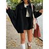 Women's Oblique Button Loose Batwing Sleeve Jacket Coat Lapel Double Pocket Warm Solid Vintage Outerwear Fall Winter Coat