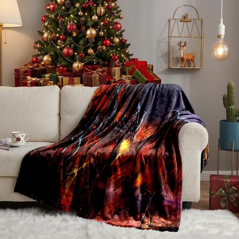 Dragon's Fiery Warcraft game Throws Blanket Flannel Blankets Plush for Couch Bed Gifts for Men Women Travel picnic blanket Christmas fan gifts