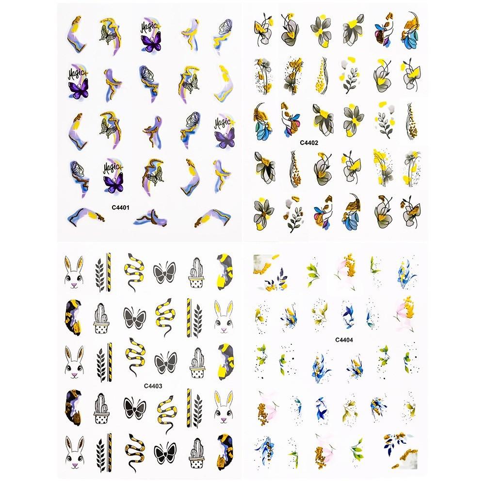 Bronzing Painted Nail Art Sticker 3D Adhesive Self-Adhesive Waterproof Nail Sticker Abstract Butterfly Line Gold Nail Sticker