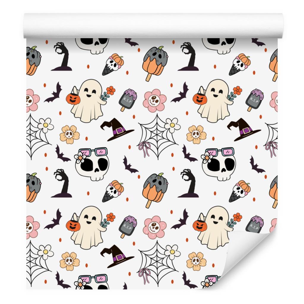 Halloween wallpaper white, light gray and gray 50x1000