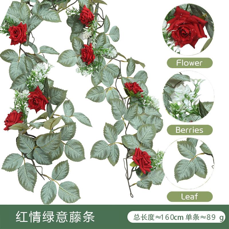 Simulation Rose Rattan Home Window Wet Rose Wedding Decoration Arrangement Wedding Simulation Rose Rattan