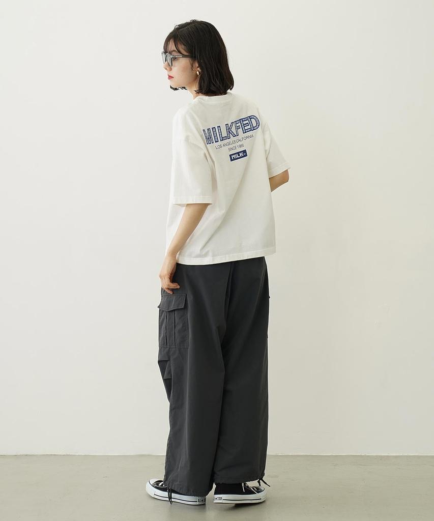 Milkfed Casual Plaid Logo Wide Shorts White Tee, Women's,