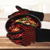 2pcs BBQ Microwave Oven Gloves Baking Oven Mitts Non-slip Fireproof Gloves Heat Resistant 800 Degrees Cooking Oven Gloves