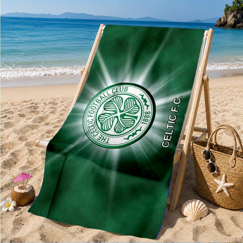 Cel-tic Football Club Crest Printed Microfiber Beach Towel, Soft And Absorbent, Quick-Dry, Ideal for Summer Travel, Beach Essential, Swimming Pool