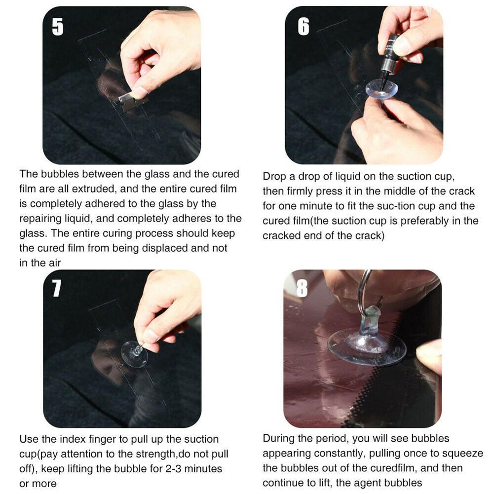 Hochwertiges Reparaturflüssigkeits-Tool-Kit Auto-Windschutzscheiben-Rissheilungsstreifen-Reparaturflüssigkeit 21 Teile/Satz 3ml (1 Flasche)