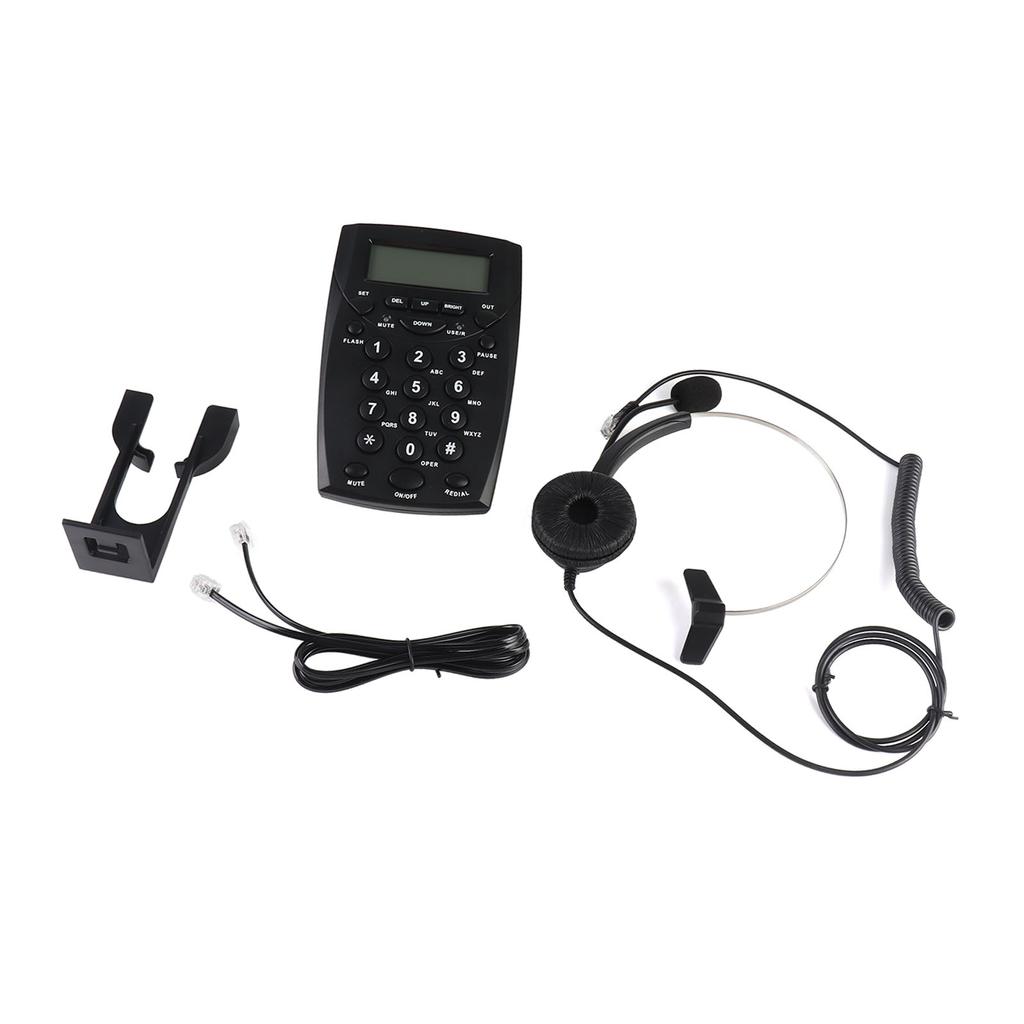 Corded Headset Telephone Noise Canceling FSK DTMF Caller ID Dialpad Landline with Headphone for Call Center Office