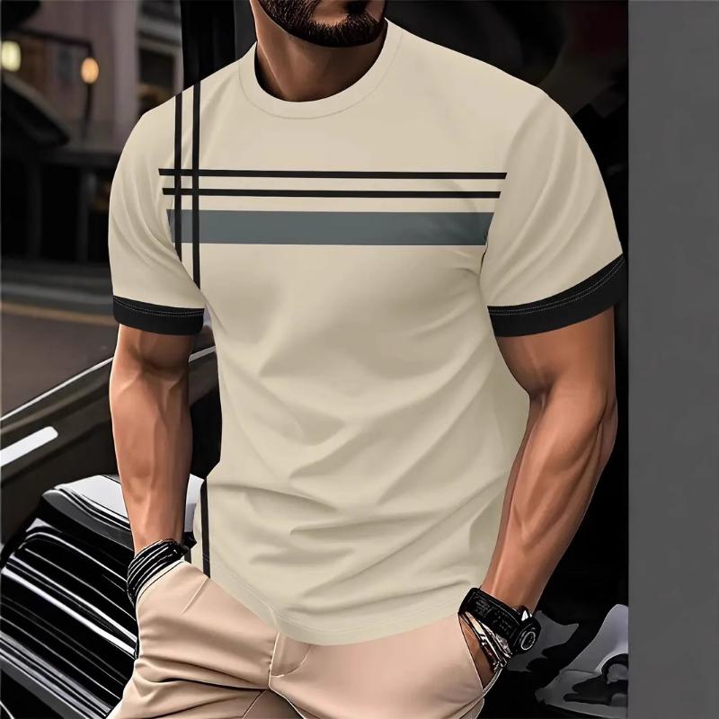 3D Line Printed Men'S T-Shirts Fashion T-Shirts For Men Street Designer Short Sleeved Oversized Top Tees Daily Casual Sportswear