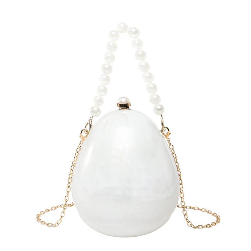 

Bag Bag Women s Bag 2025 New European and American Fashion Personality Acrylic Goose Egg Bag Beaded Handbox Bag Tide білий