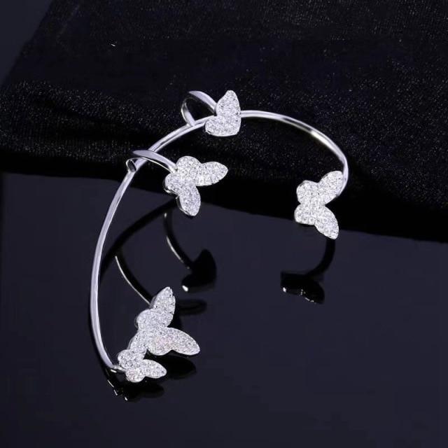 Cercei cu agrafă pentru ureche, zircon, cu fulg de nea strălucitor, pentru femei, la modă nouă, 1 bucată, fluture, fără piercing, cârlig, petrecere, bijuterii, cadou